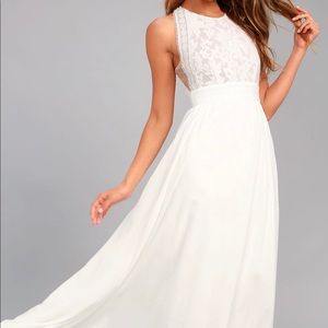 Lulus Forever and Always White Lace Maxi Dress